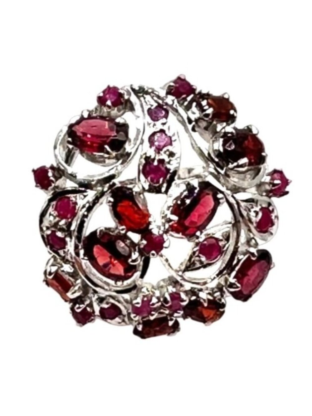 Garnet & Ruby Gemstone Sterling Silver Ring Size 6.5
